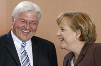 German Chancellor Angela Merkel And Vice-Chancellor Frank-Walter Steinmeier