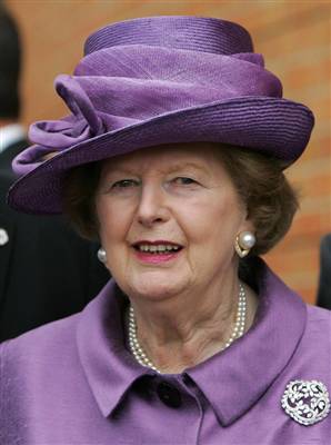 Former British Prime Minister Baroness Margaret Thatcher