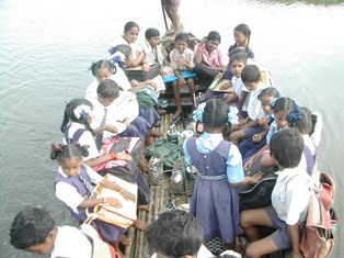 Tamil Nadu village children row boats to go to school