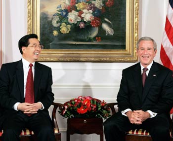 Chinese President Hu Jintao and US President George W Bush