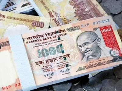 Indian rupee falls moderately to 54.97