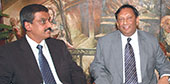 Biswadip Gupta (right), joint MD and CEO of JSW Bengal, with joint group CFO Krishna Deshika in Calcutta