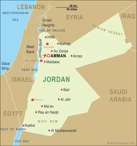 map of jordan and surrounding countries