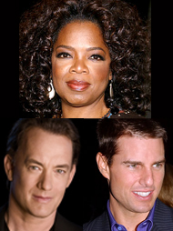 Oprah Winfrey, Tom Cruise and Tom Hanks 
