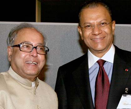 Mauritius Prime Minister Navinchandra Ramgoolam and External Affairs Minister Pranab Mukherjee
