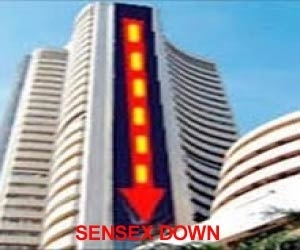 Sensex tanks around 400 points as rupee sinks to new low