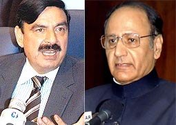 Former Railways Minister Sheikh Rashid Ahmed and PML Chief Chaudhry Shujaat Hussein