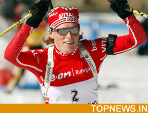 Berger edges win in biathlon sprint