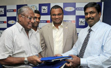 M.A. Alagappan (left), President, TNTA, and K.V.P. Baskar of Aircel, exchange the agreement for the Aircel Chennai Open.