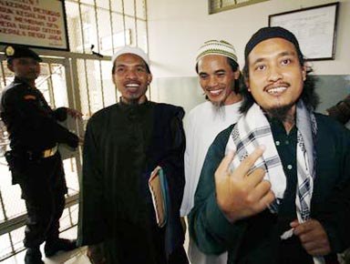 Three Bali bombers - Imam Samudra, Amrozi and Alu Ghufron, alias Mukhlas