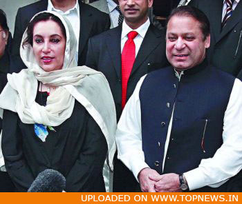 Former Pakistan Prime Minister Nawaz Sharif and Pakistan People’s Party (PPP) chairperson Benazir Bhutto