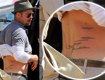 Jolie designed Pitt’s ‘bizarre lines’ tattoo during bored night in