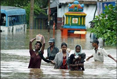 Water logging due to heavy rains disrupts life in AP
