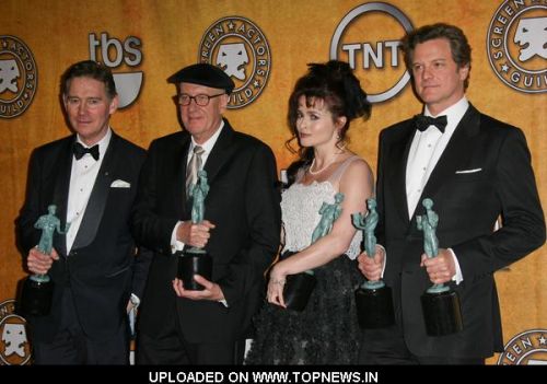 Geoffrey Rush, Helena Bonham Carter and Colin Firth at 17th Annual Screen Actors Guild Awards - Press Room Geoffrey Rush, Helena Bonham Carter and Colin Firth at 17th Annual Screen Actors Guild Awards - Press Room