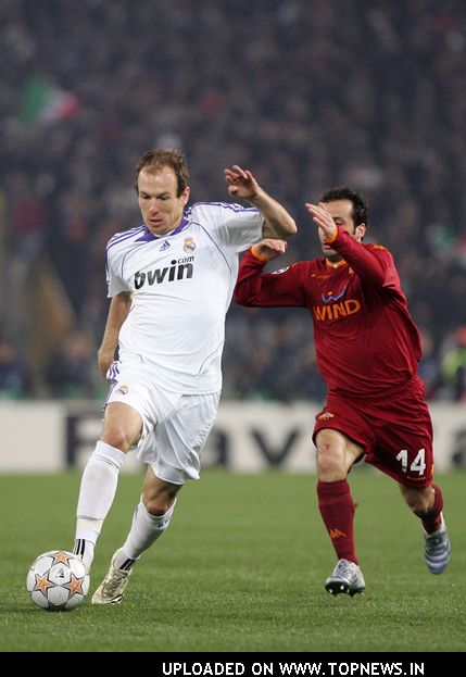 Arjen Robben at AS Roma Vs. Real Madrid - UEFA Champions League - February 19, 2008