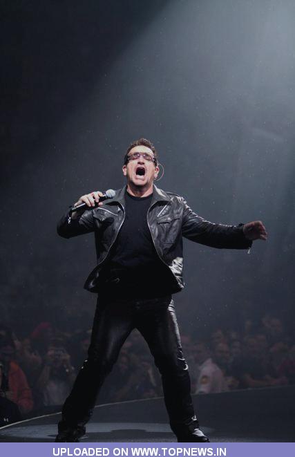Bono U2 performing live in concert at Luzhniki Stadium as part of their 360