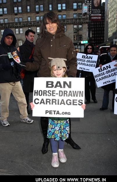Chrissie Hynde Leads PETA Carriage-Horse Protest in Central Park on January 31, 2008