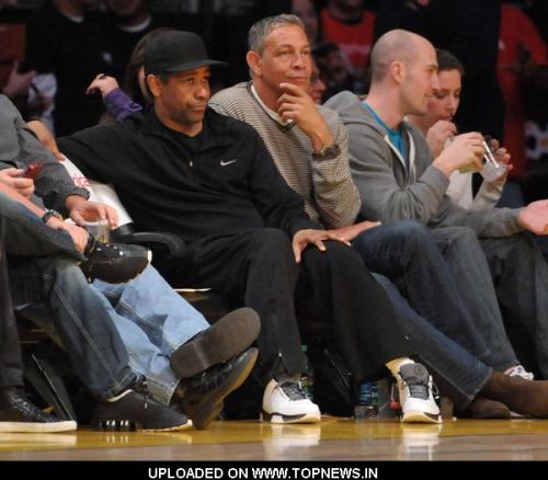 Denzel Washington at 2011 NBA - Celebrity Sightings at the Utah Jazz and Los Angeles Lakers Basketball Game