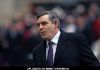 Gordon Brown at A Memorial Statue of Queen Elizabeth I of England is Unveiled at The Mall in London on February 24, 2009