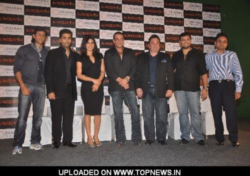 Hrithik Roshan, Priyanka Chopra, Sanjay Dutt, Rishi Kapoor and Karan Johar at "Agneepath" success party at Yashraj studio