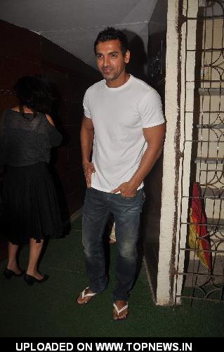 John Abraham at a private screening in Bandra, Mumbai