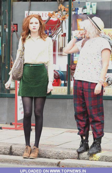 Karen Gillian seen out in walking in Highgate