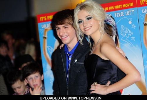 Lucas Cruikshank and Pixie Lott at "Fred: The Movie" London Photocall