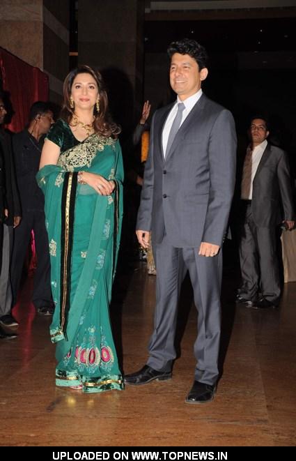 Madhuri Dixit with husband Shriram Nene at the grand celebration of Genelia D Souza and Riteish Deshmukh's wedding reception 