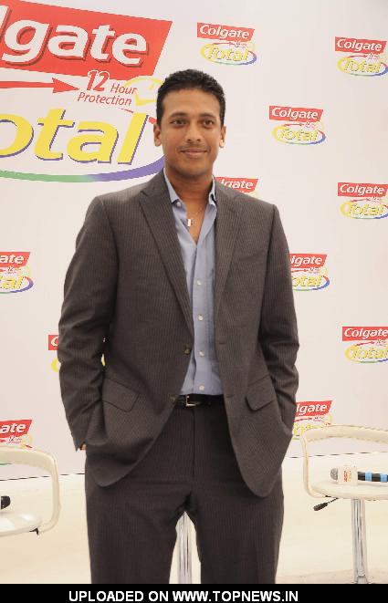 Tennis champion Mahesh Bhupathi pose as part of the Colgate total campaigning for "Healthy Mouth" in Mumbai