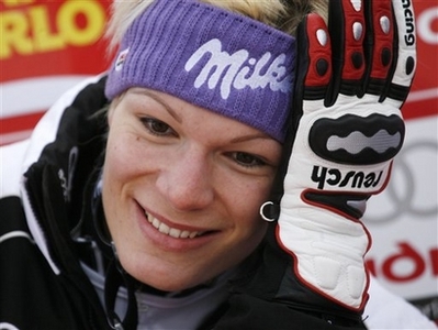 Gold at last for Maria Riesch as others crash 