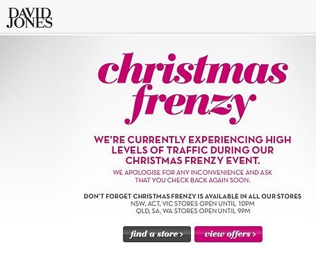 David Jones website crashed during "Christmas Frenzy" sale
