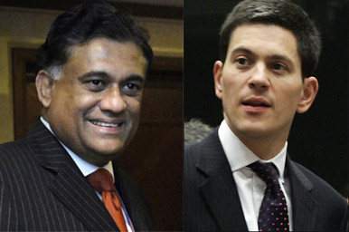 Miliband meets Sri Lankan counterpart, calls for cease-fire