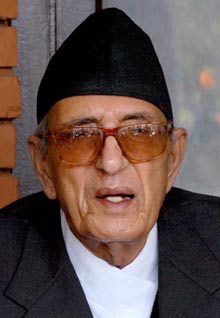 Nepal's India-born Prime Minister Girija Prasad Koirala