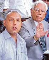 Former external affairs minister, K Natwar Singh, and his son Jagat Singh