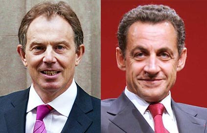 former British Prime Minister Tony Blair and French President Nicolas Sarkozy
