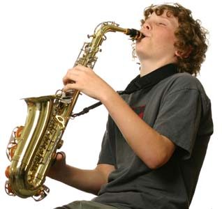 Playing saxophone