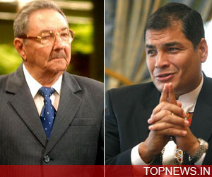 Raul Castro hosts Ecuadorian president