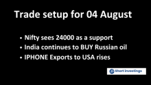 NSE Nifty Support at 24,400, Indian Export to USA Rises and Russian Crude Remains Major Issue with US-Trade Deal
